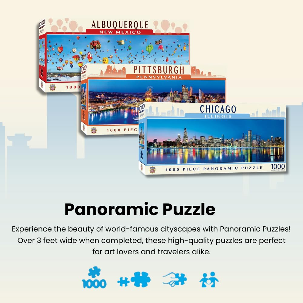 MasterPieces Sturgis puzzle pieces on table ready to assemble in a family setting.