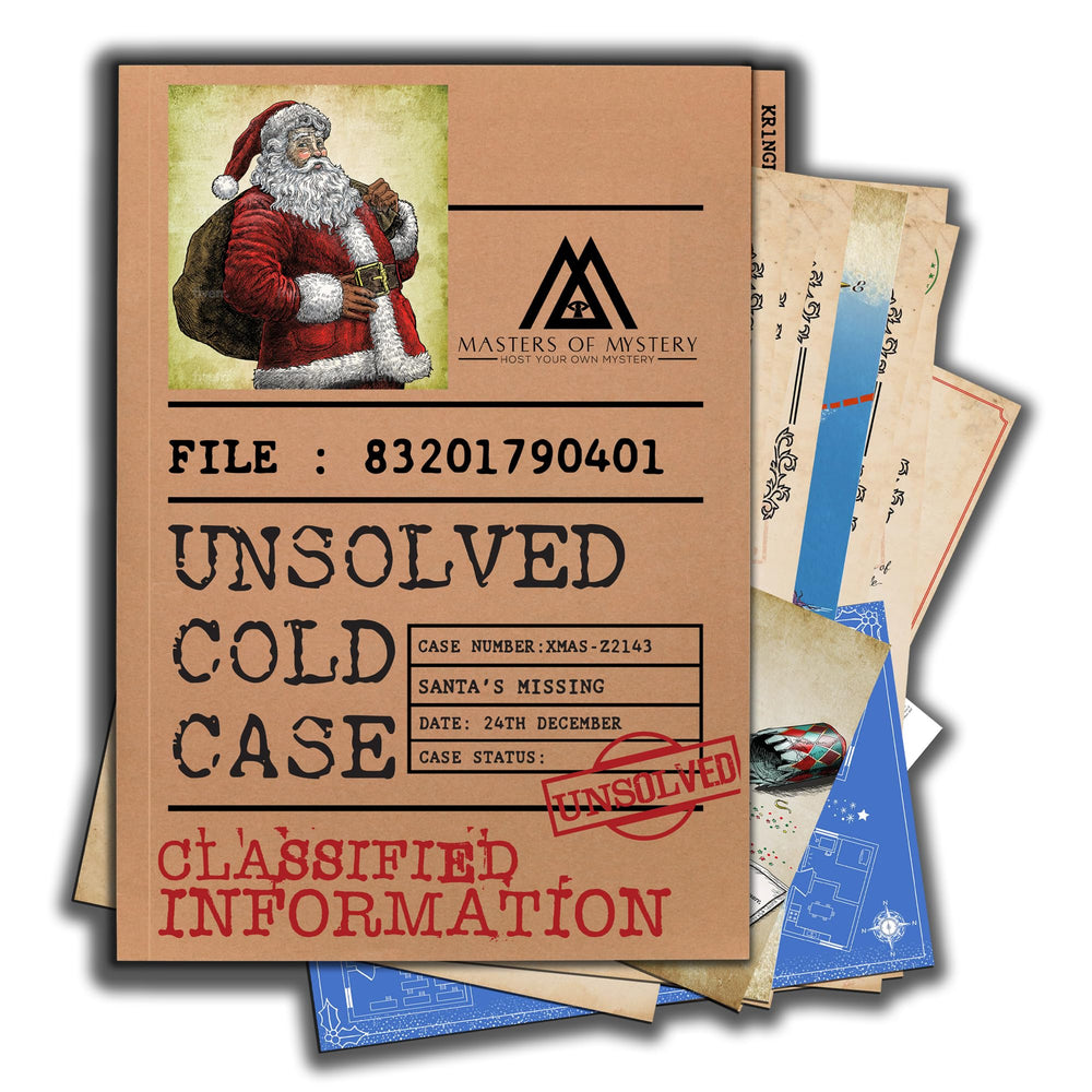 Masters of Mystery Christmas clues cards for immersive holiday mystery solving