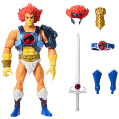 Masters of the Universe Lion-O figure front view offers classic display appeal and poseability.