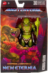 Masters of the Universe Masterverse Kobra Khan figure includes accessories for dynamic posing and storytelling.