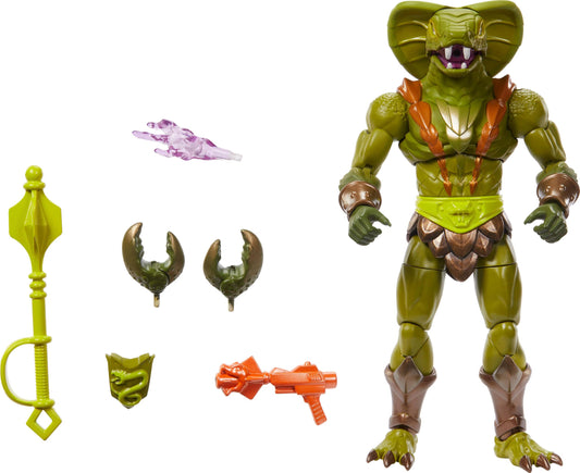 Masters of the Universe Masterverse Kobra Khan New Eternia figure with intricate detail and 30 points of articulation.