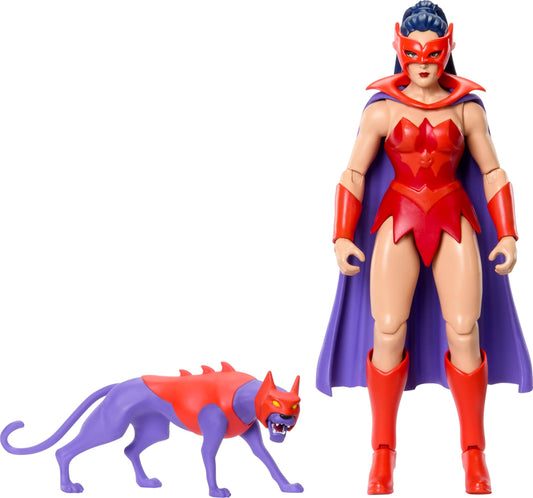 Masters of the Universe Origins Catra figure with detailed vintage design for display.