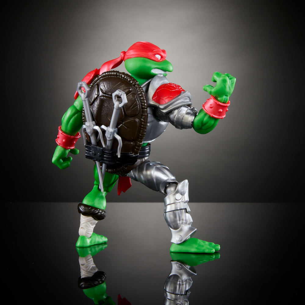 Raphael action figure with 16 joints enables dynamic stances.