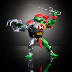 Raphael's Sai swords sheathed on the back shell for sleek display.