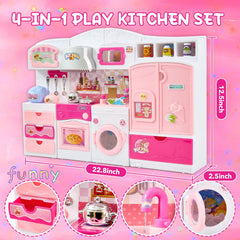 Mastom kids kitchen playset includes pots, pans, utensils and food toys to boost creativity.