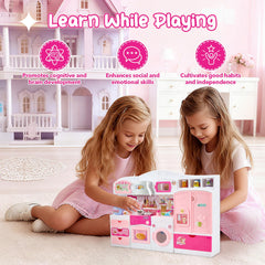 Mastom kids kitchen playset made from durable ABS plastic for safe, easy cleaning playtime.