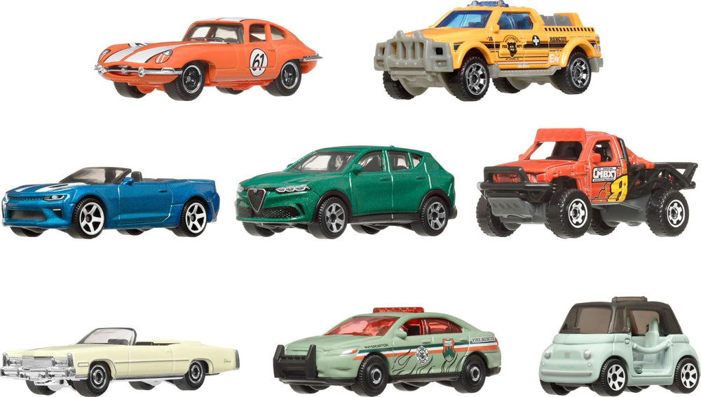Matchbox mainline vehicles variety image presents licensed and original models.