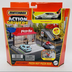 Matchbox Pizza Run Play Set with VW GTI car for imaginative city adventures
