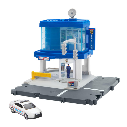 Matchbox Police Traffic Center satellite rotates to update the city map for imaginative play