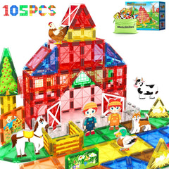 Matchtiles farm animals 105pcs set promotes imaginative play and durable construction.