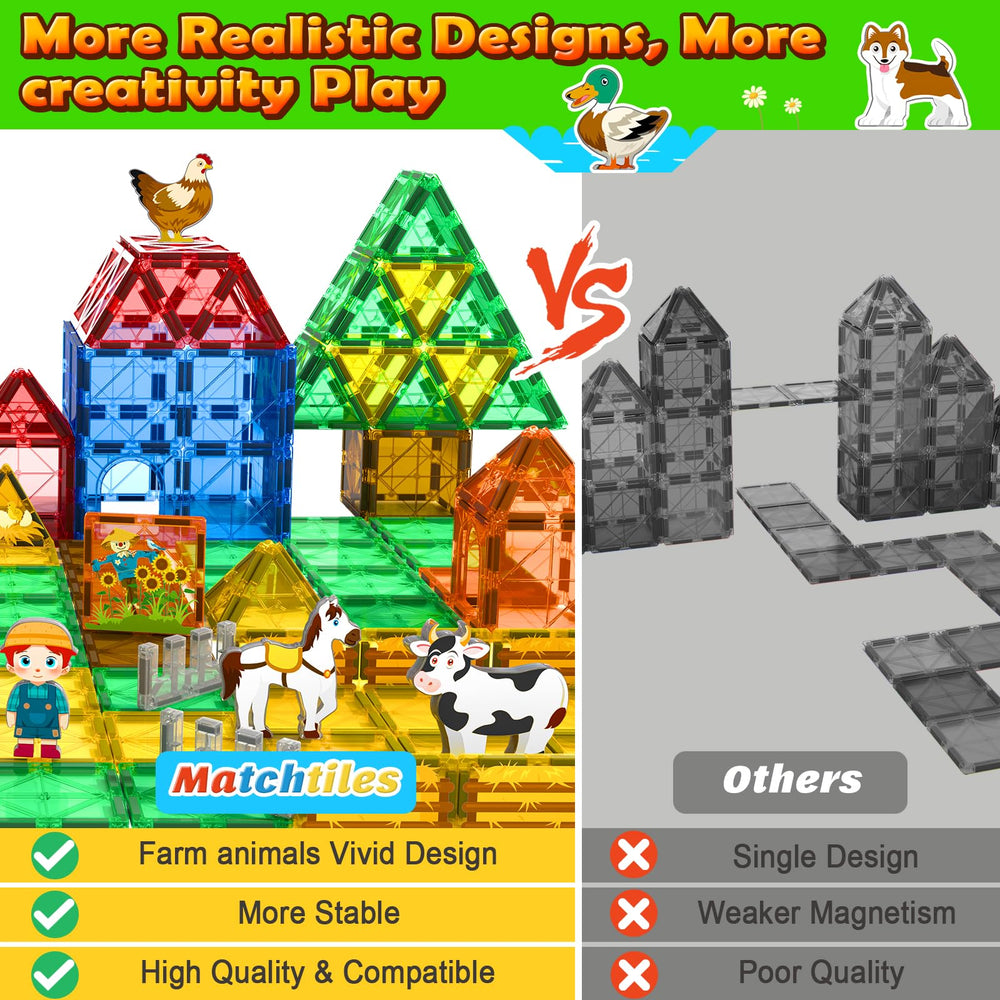 Matchtiles magnetic tiles enabling versatile farm house construction.