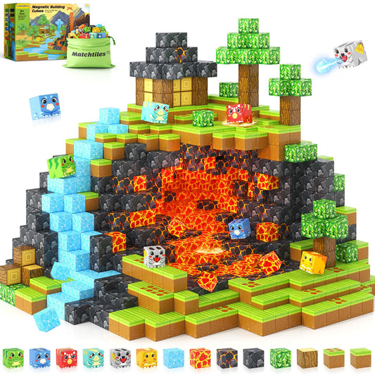 Matchtiles magnetic dinosaur blocks assembly view for creative open-ended play