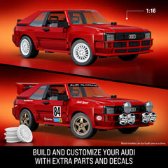 Mattel Audi Sport quattro open trunk detail showing functional parts and realism
