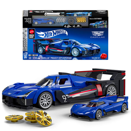 Mattel Brick Shop Cadillac Project GTP Hypercar assembly enhances display and learning