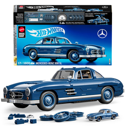 Mattel Brick Shop front packaging showing kit contents and benefits