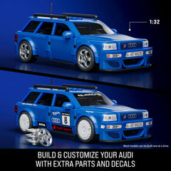 Mattel Brick Shop Audi Avant RS2 with open doors demonstrating playability and functional parts