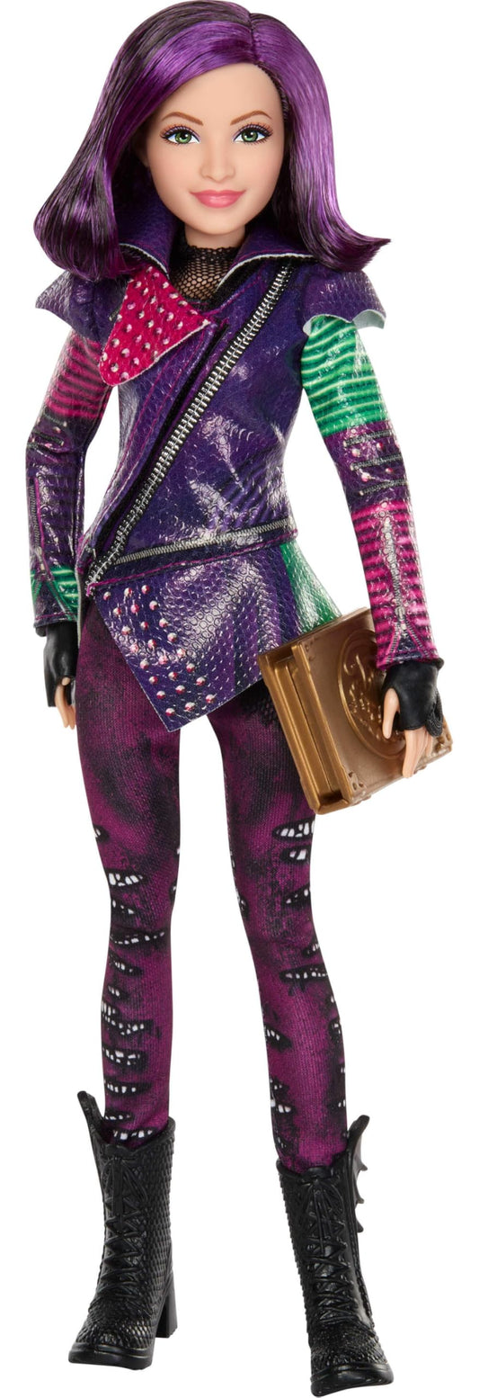 Mattel Descendants Mal Isle of the Lost anniversary doll with iconic purple hair for display and imaginative play.