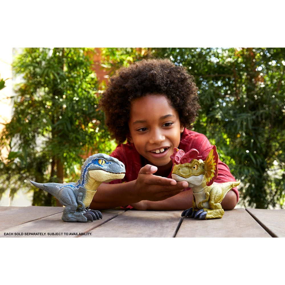 Mattel Dilophosaurus colorful frill shot emphasizes bold design and collectability.