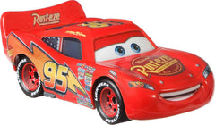 Mattel Lightning McQueen 1:55 die-cast with rolling wheels for push-around play.