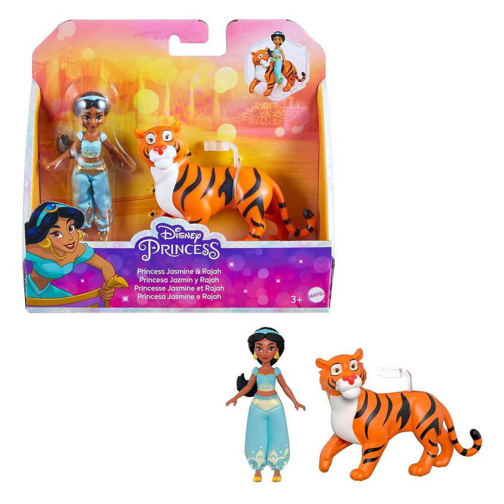 Mattel Disney Princess Jasmine small doll with seat for seated adventures.