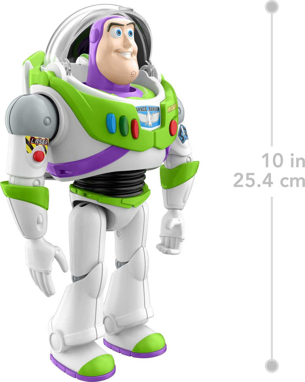 Mattel Buzz Lightyear features movable joints for varied poses and storytelling.