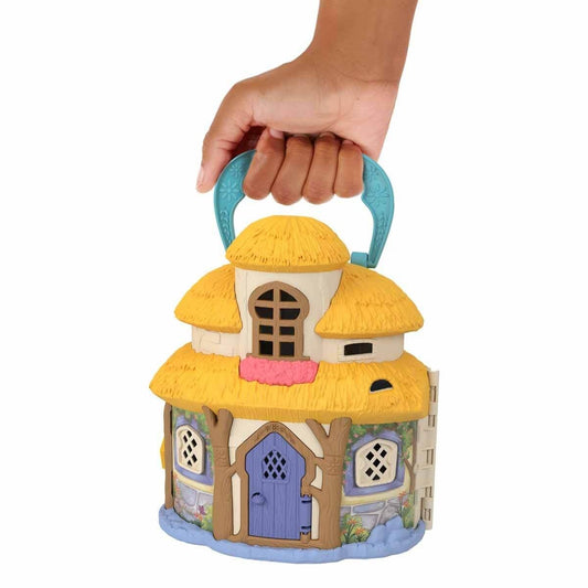 Mattel Disney's Wish Asha cottage front view showcases portable play for on-the-go imagination.