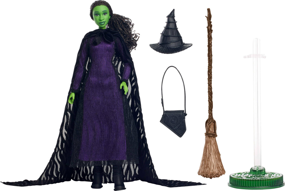 Mattel Elphaba boots complete the dark fantasy look and action poses.