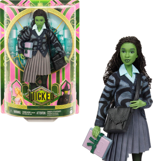 Mattel Elphaba doll with green skin and braided hair for imaginative play