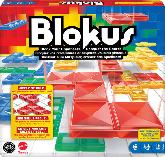 Mattel Games Blokus board and pieces for quick family strategy play.