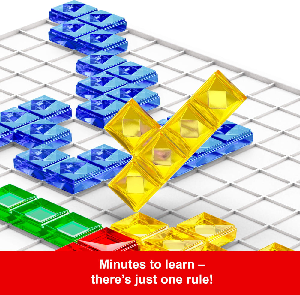 Mattel Games Blokus four-player set highlights vibrant colors for fast, social gameplay.