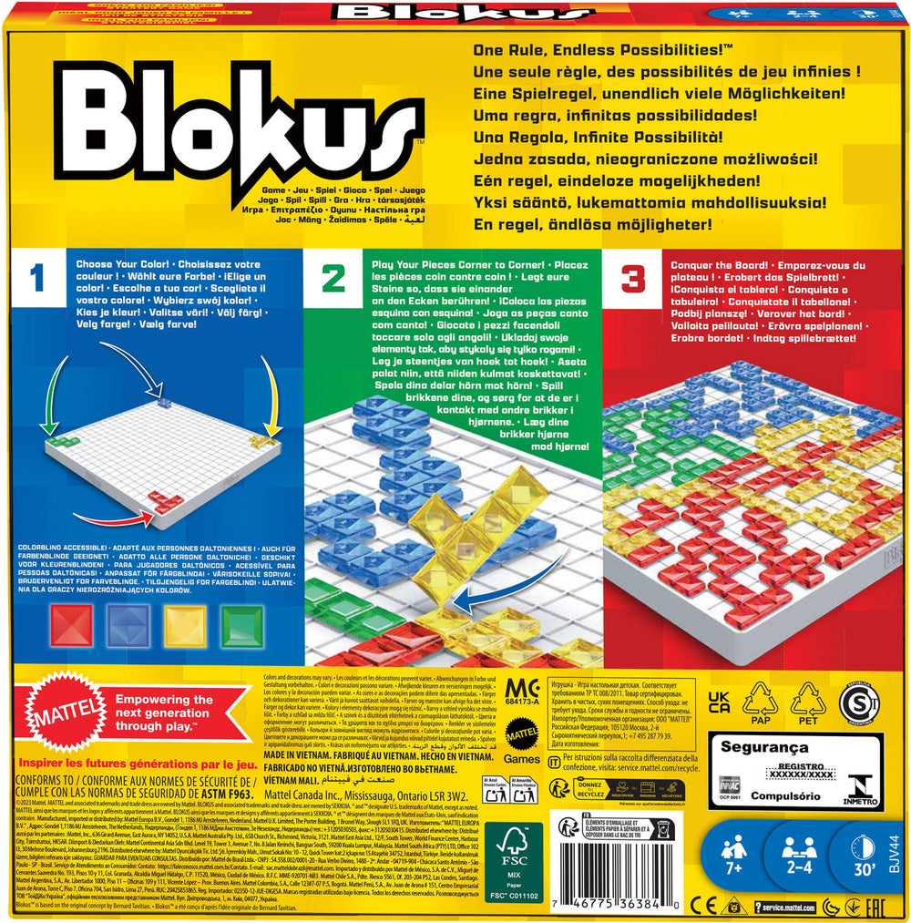 Mattel Games Blokus turn-by-turn strategy encourages planning and friendly competition.