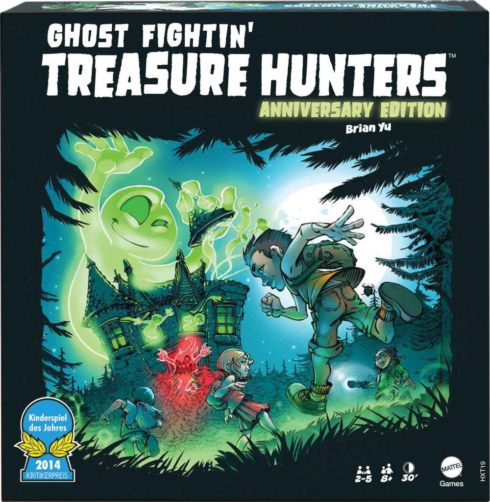 Mattel Games Ghost Fightin' Treasure Hunters Anniversary Edition box front for family game night fun.