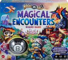 Mattel Games Magic 8 Ball Magical Encounters game box set up for family play
