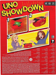Mattel Games Uno Showdown one-card moment prompts shouting UNO.