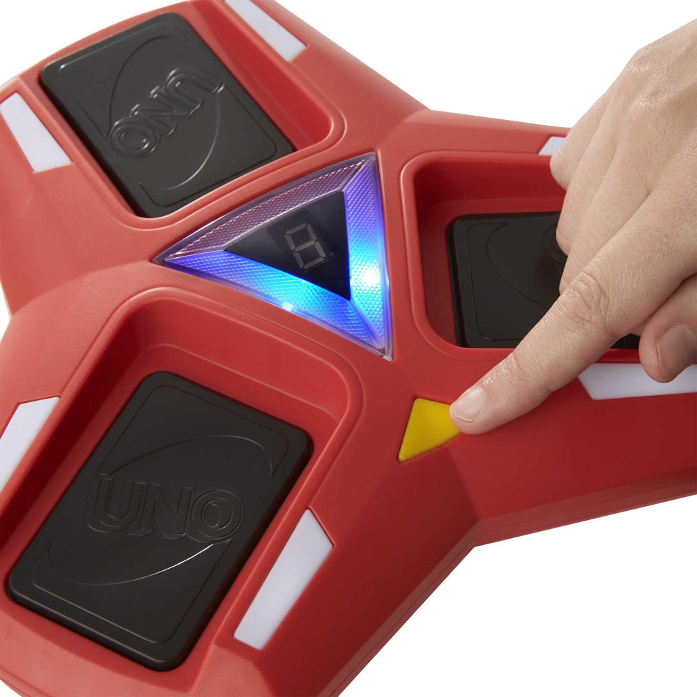 UNO Triple Play sounds and lights heighten game anticipation and excitement.