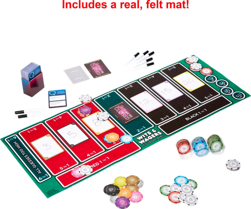 Mattel Games Wits & Wagers Vegas Edition dry erase boards for quick scoring