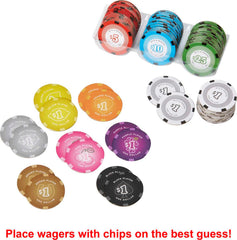 Mattel Games Wits & Wagers Vegas Edition poker chips for authentic wagering