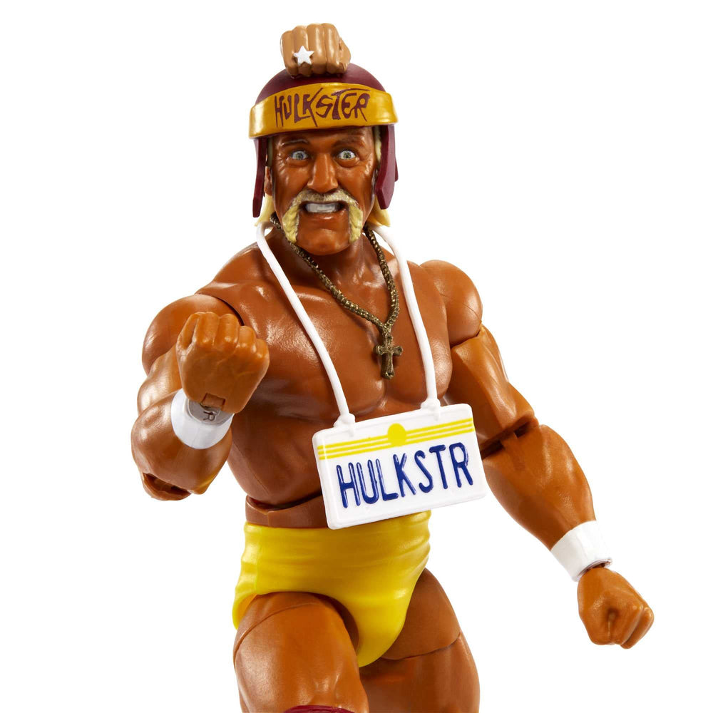 Mattel Hulk Hogan Elite figure interchangeable hands enable versatile poses.