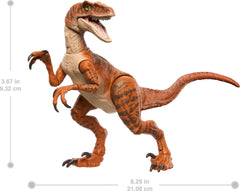 Mattel Jurassic World Hammond Atrociraptor Tiger jaw movement for dramatic posing.