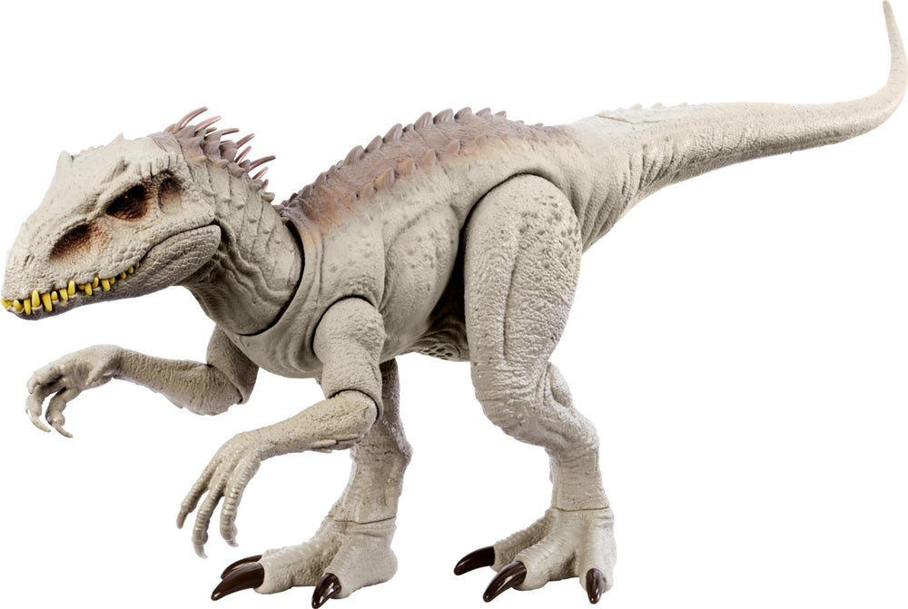 Mattel Jurassic World Indominus Rex camo lighting highlights jungle habitat and interactive lighting.