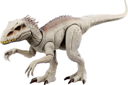 Mattel Jurassic World Indominus Rex camo lighting highlights jungle habitat and interactive lighting.