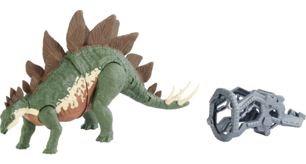 Mattel Jurassic World Mega Destroyers Stegosaurus with attack feature for action-packed play.