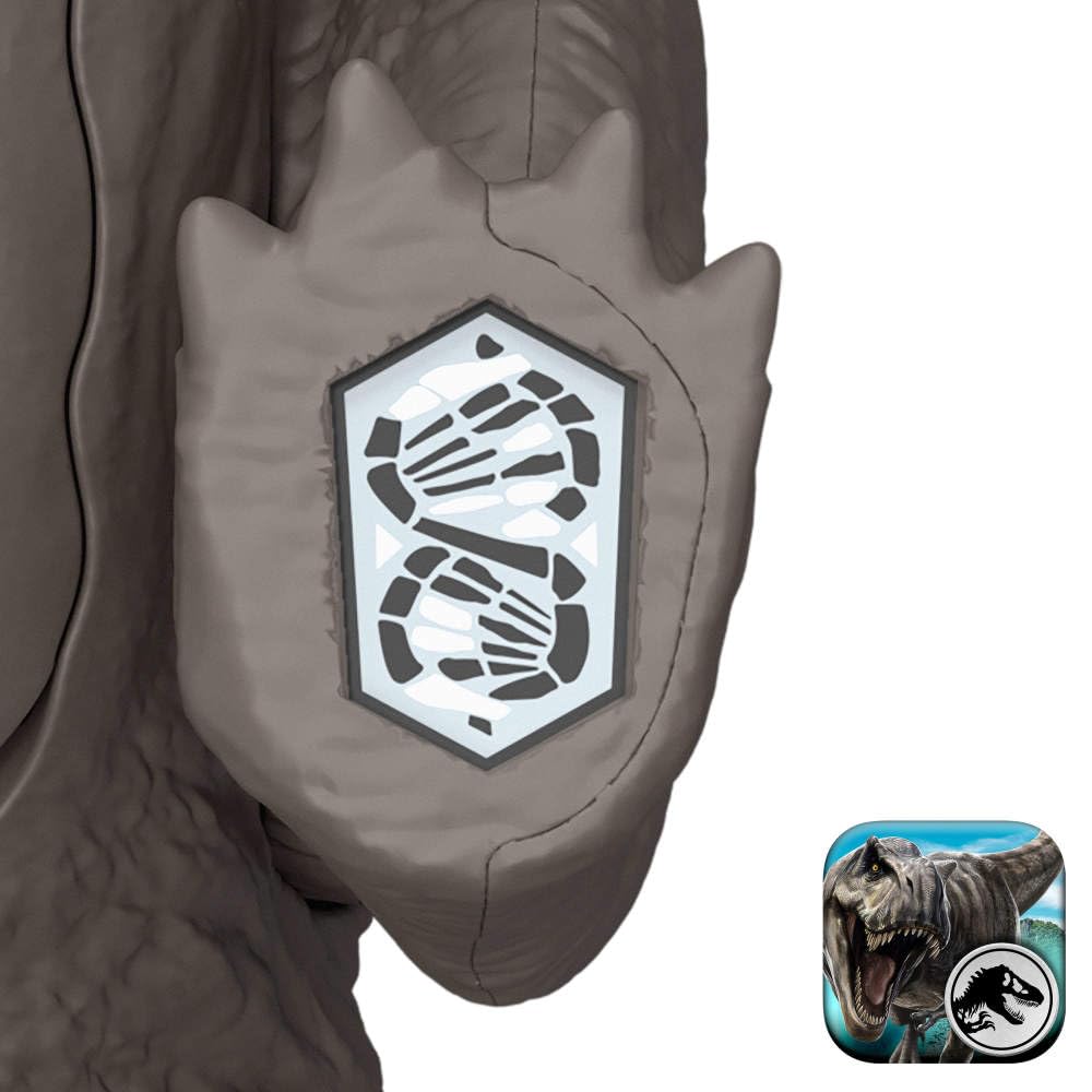 Mattel Jurassic World Play App AR activation unlocks digital adventures.