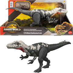Mattel Jurassic World Rebirth Chilantalsaurus side view shows authentic sculpt and battle-ready pose