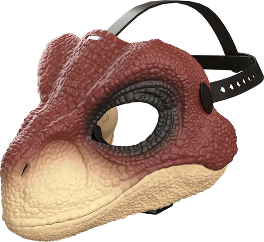 Mattel Jurassic World Rebirth Raptor mask front view for imaginative role-play.
