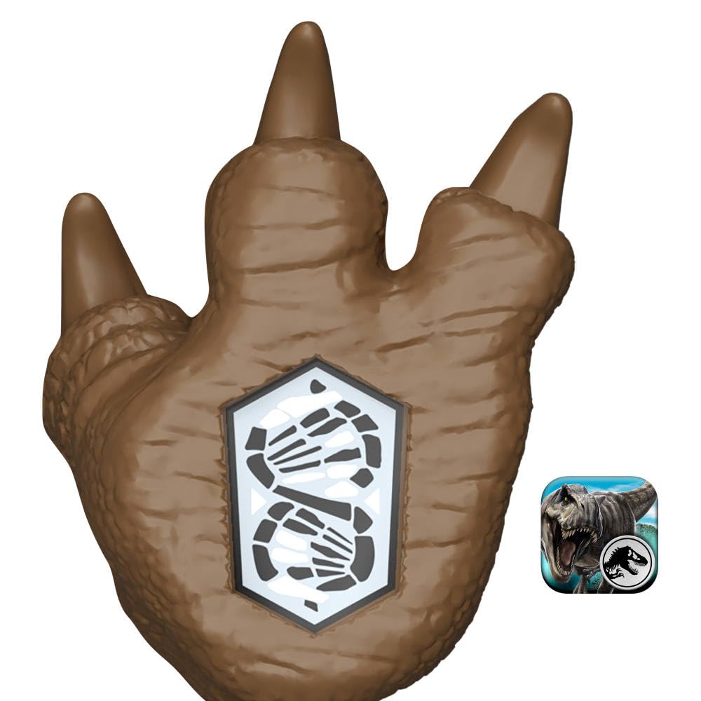Scan the foot code to unlock AR digital play with the Jurassic World app.