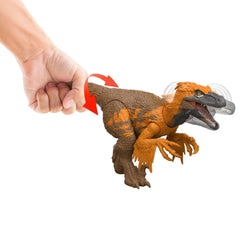 Mattel Jurassic World Utahraptor offers movable joints for lifelike poses.