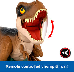 Mattel Jurassic World 16-inch T. rex size offers impactful presence during battles.