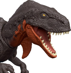 Mattel Jurassic World Wild Roar Abelisaurus app scan unlocks AR activities.
