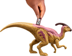 Mattel Jurassic World Wild Roar Parasaurolophus glow-spine close-up highlights biolumescent effect